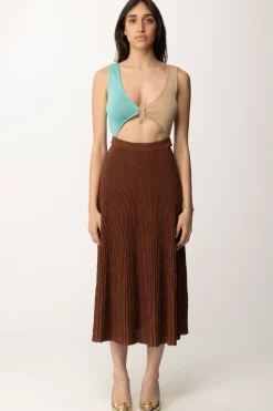 Akep Abito con Cut-out e Gonna PlisséMATTONE
