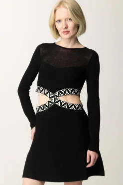 Akep Abito Flare con Dettagli Cut-out GeometriciNERO