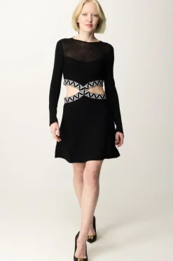 Akep Abito Flare con Dettagli Cut-out GeometriciNERO