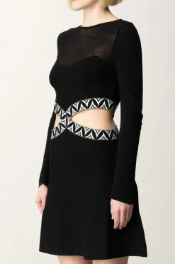 Akep Abito Flare con Dettagli Cut-out GeometriciNERO