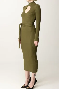 Akep Abito Midi Aderente con Cintura e Scollo Cut-outMILITARY