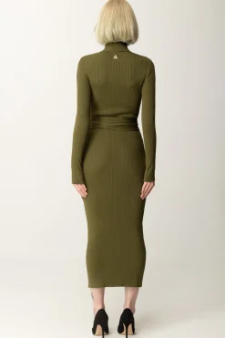 Akep Abito Midi Aderente con Cintura e Scollo Cut-outMILITARY