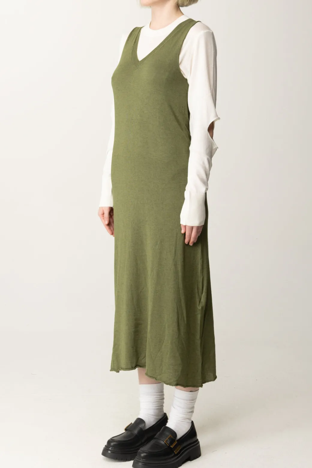 Akep Abito Midi Smanicato con Scollo a VMILITARY