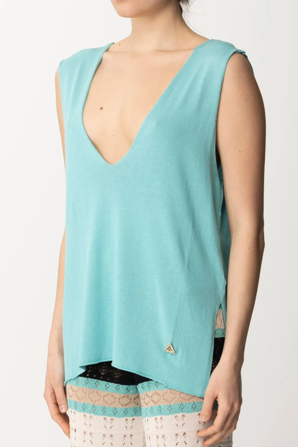 Akep Canotta con Scollo a VACQUAMARINA