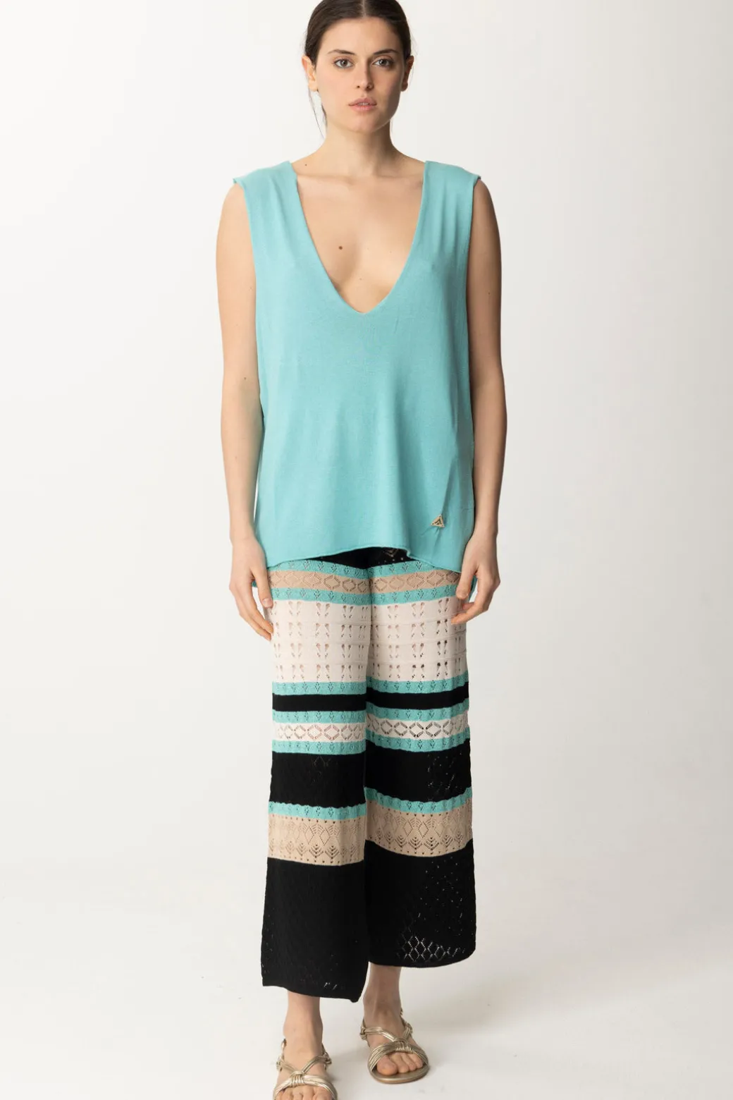 Akep Canotta con Scollo a VACQUAMARINA