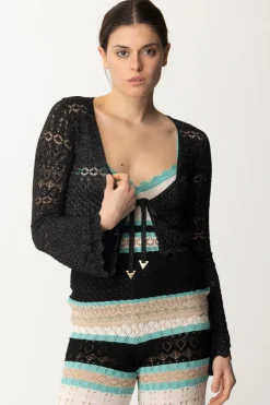 Akep Croprispalle Corto In Punto Pizzo LurexNERO