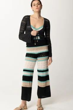 Akep Croprispalle Corto In Punto Pizzo LurexNERO