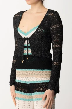 Akep Croprispalle Corto In Punto Pizzo LurexNERO