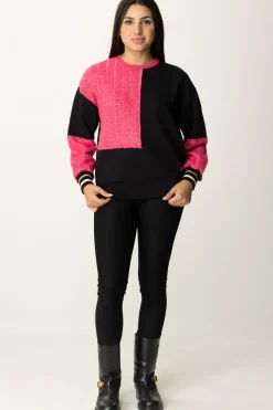 Akep Felpa Bicolor con Inserti In MagliaNERO