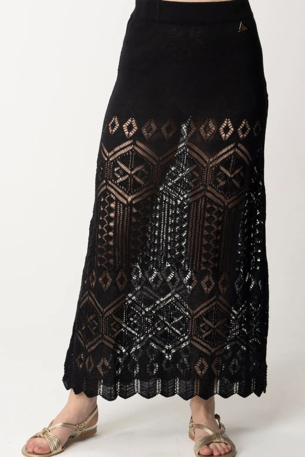 Akep Gonna Lunga In Maglia Di Lino TraforataNERO