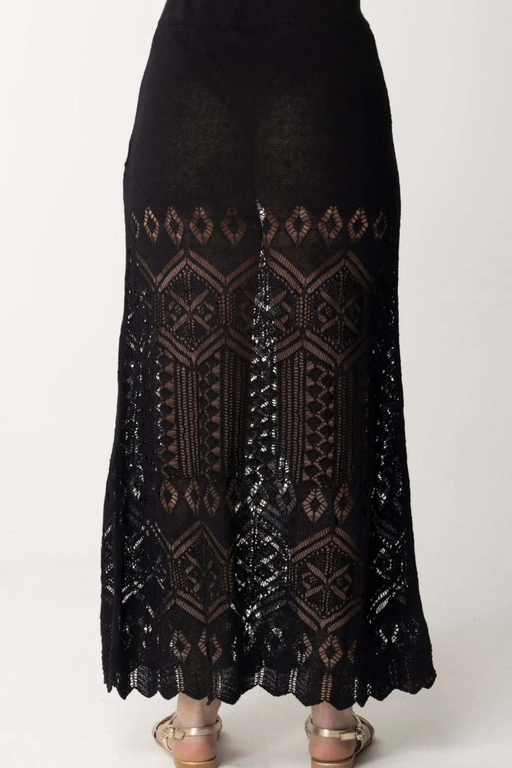 Akep Gonna Lunga In Maglia Di Lino TraforataNERO