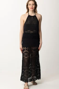 Akep Gonna Lunga In Maglia Di Lino TraforataNERO