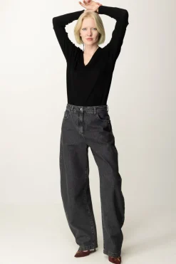 Akep Maglia Scollo a V con Cut-outNERO