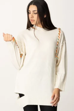 Akep Maxi Maglia con Cut-out e Cuciture ColoratePANNA