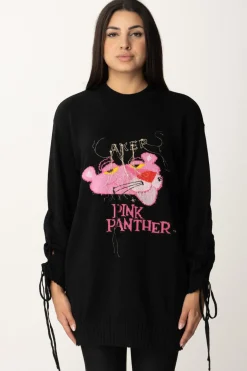 Akep Maxi Pullover Pink Panter con LaccettiNERO