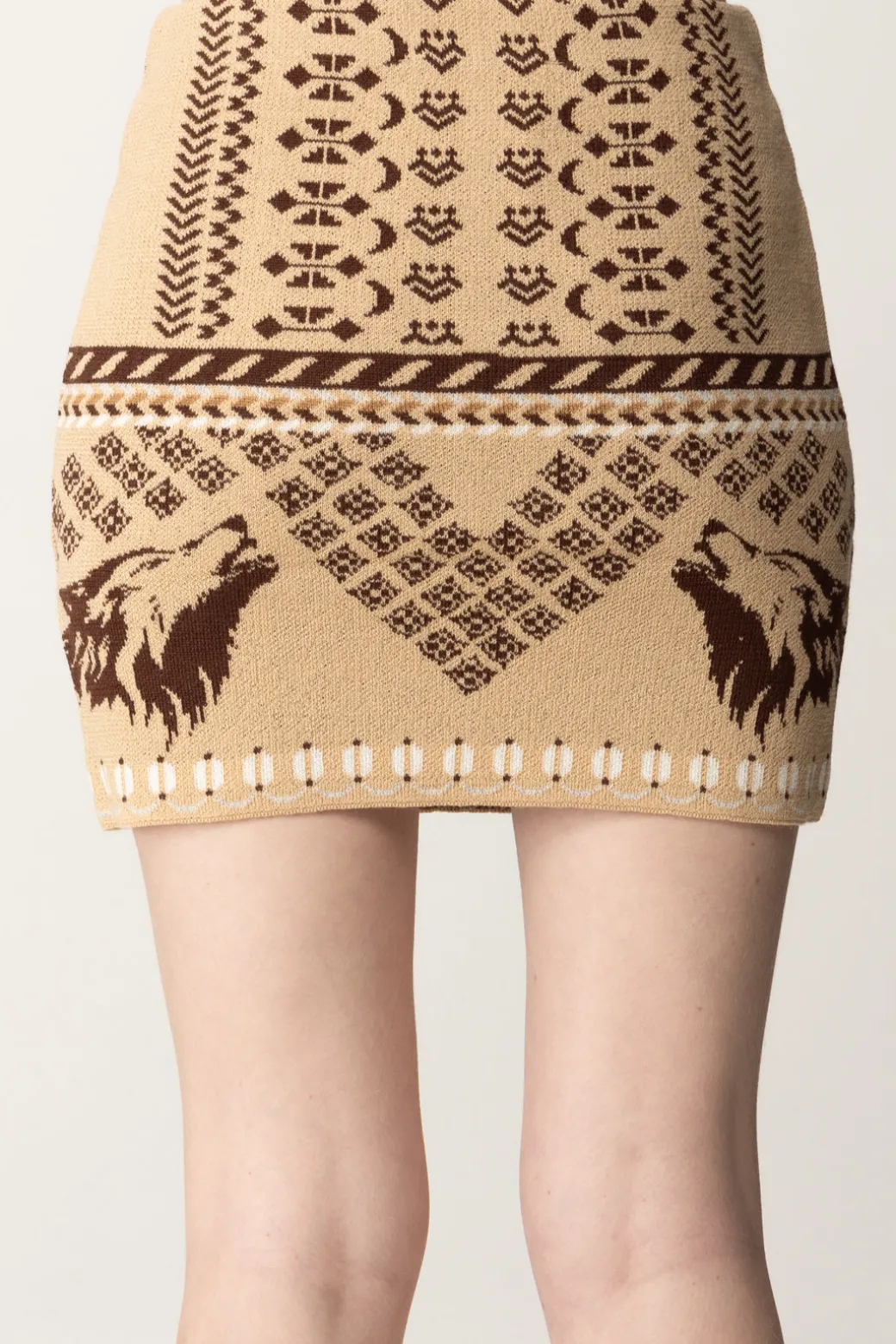 Akep Minigonna In Maglia Fantasia EtnicaSABBIA