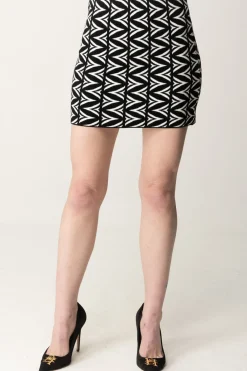 Akep Minigonna Jaquard Stampa LogoNERO