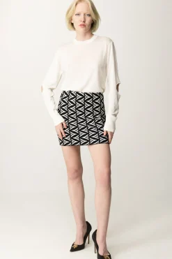 Akep Minigonna Jaquard Stampa LogoNERO