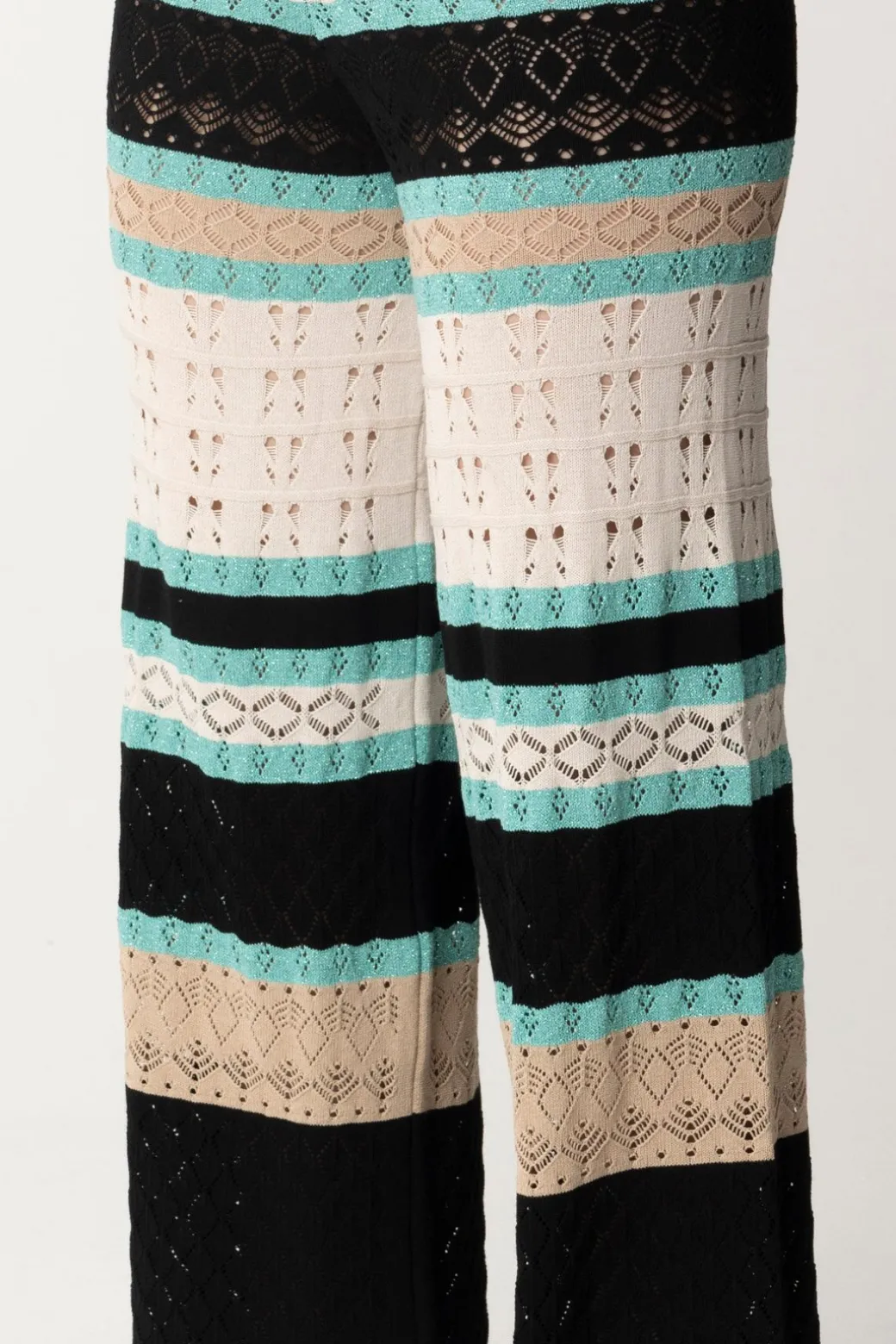 Akep Pantaloni In Punto Pizzo MulticolorNERO/BEIGE