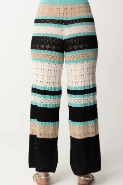 Akep Pantaloni In Punto Pizzo MulticolorNERO/BEIGE