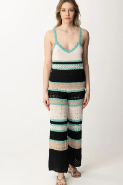 Akep Pantaloni In Punto Pizzo MulticolorNERO/BEIGE