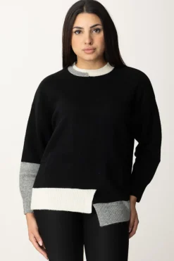 Akep Pullover Asimmetrico con Dettagli ColorblockNERO