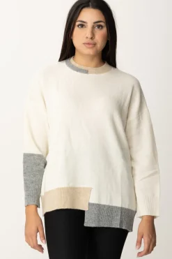 Akep Pullover Asimmetrico con Dettagli ColorblockOFF WHITE