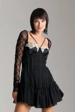 Aniye By Abito Bustier con Pizzo e TulleNERO