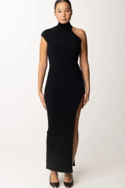 Aniye By Abito Lungo Asimmetrico con Inserto In Tulle ZoeBLACK