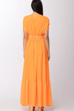 Aniye By Abito Lungo con Scollo Profondo e ArricciatureORANGE