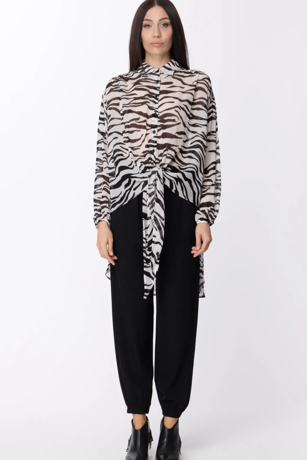Aniye By Blusa Animalier AsimmetricaZIBRA