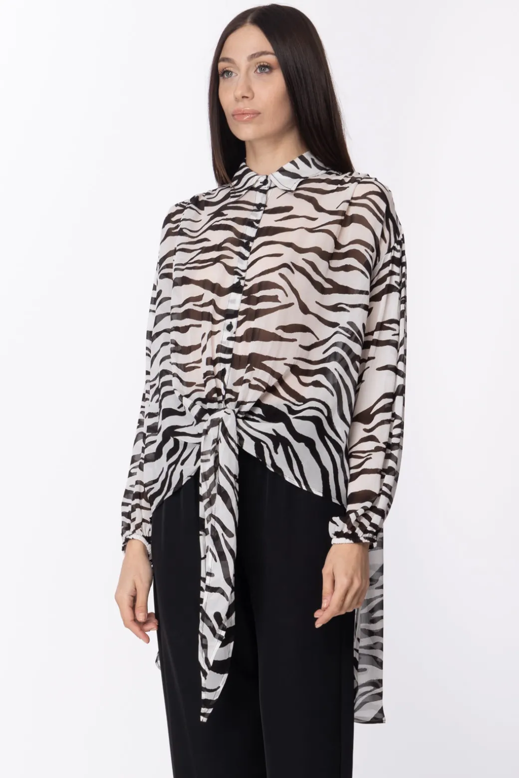 Aniye By Blusa Animalier AsimmetricaZIBRA