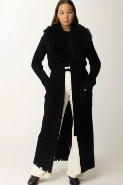 Aniye By Cappotto In Maglia con Collo In Pelliccia KateBLACK