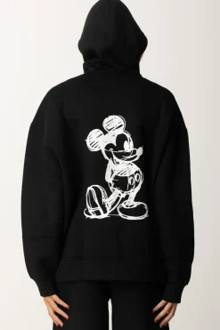 Aniye By Felpa Full Zip con Cappuccio e Stampa MickeyBLACK