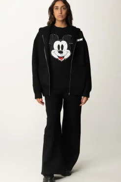 Aniye By Felpa Full Zip con Cappuccio e Stampa MickeyBLACK