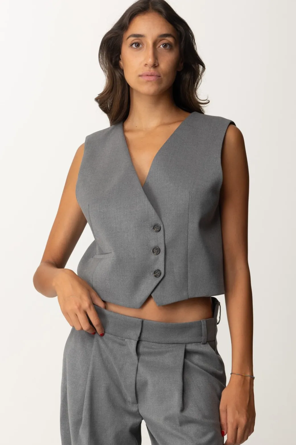 Aniye By Gilet In Fresco Lana DandyGRAY