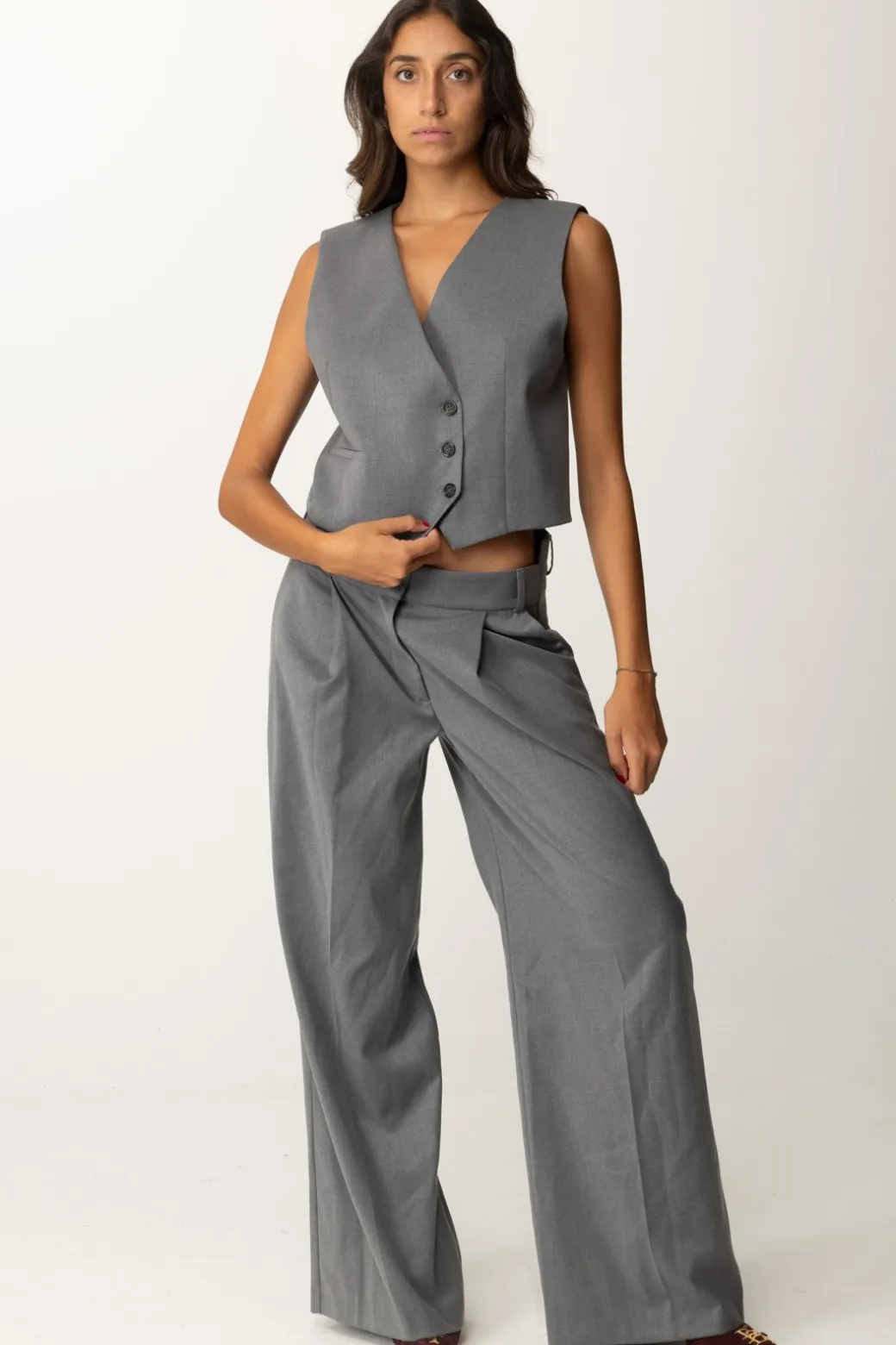 Aniye By Gilet In Fresco Lana DandyGRAY