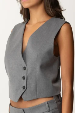 Aniye By Gilet In Fresco Lana DandyGRAY