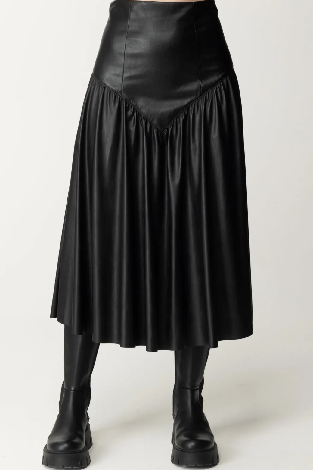 Aniye By Gonna Midi Biba In EcopelleNERO