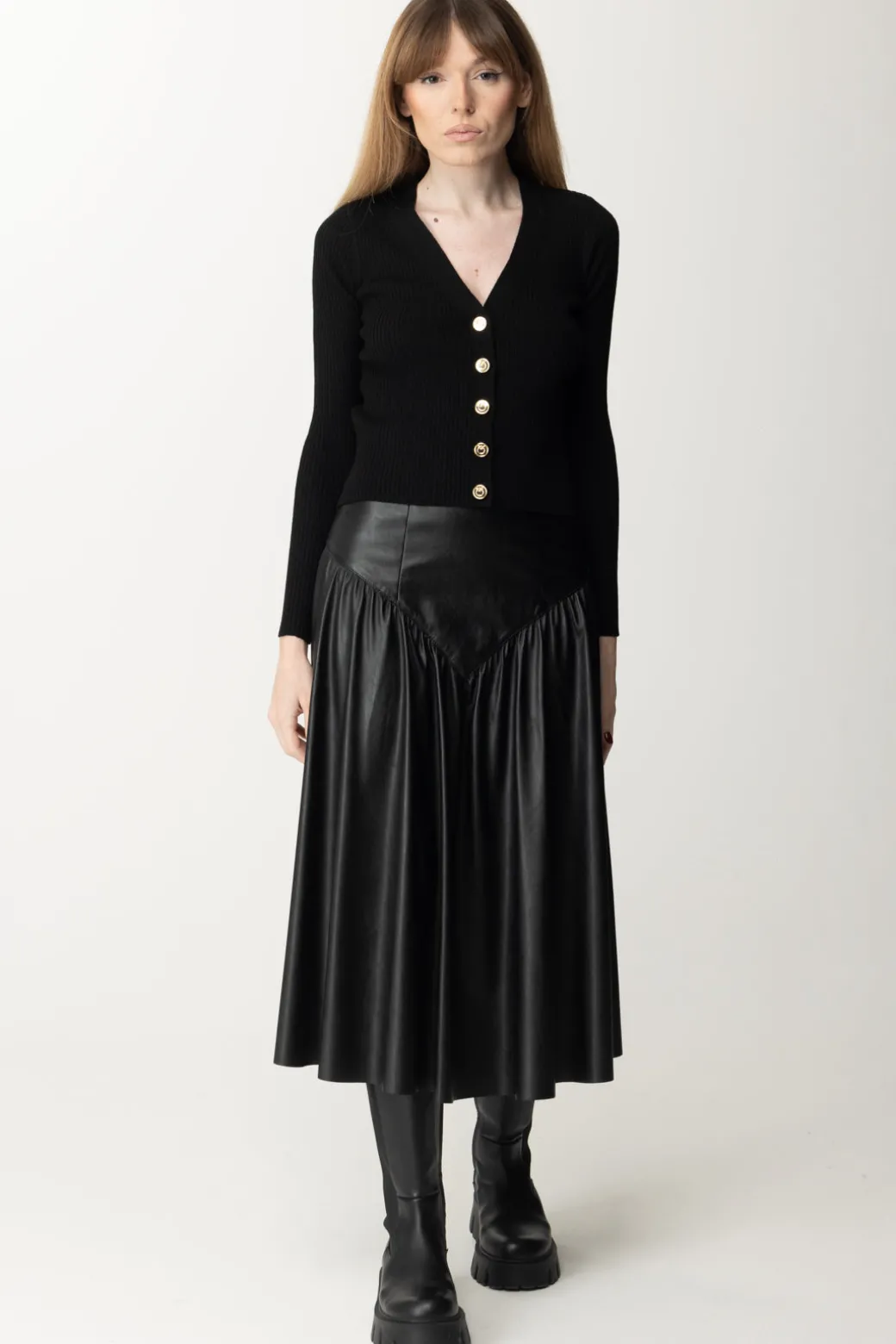 Aniye By Gonna Midi Biba In EcopelleNERO