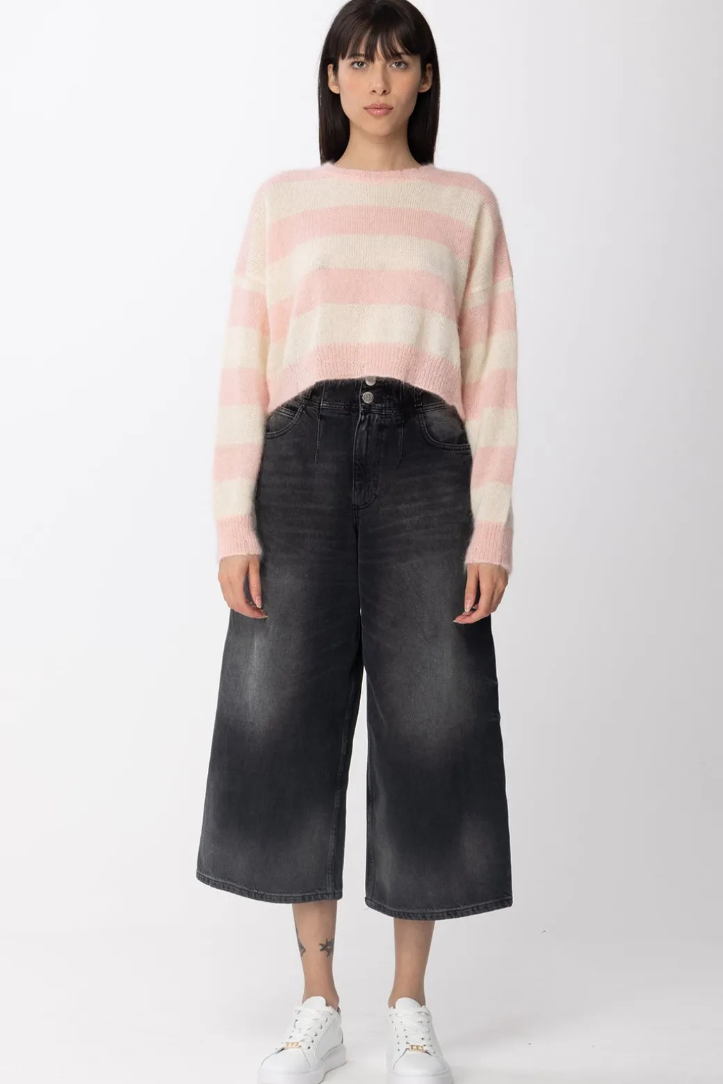 Aniye By Maglia Crop a RighePINK- STRIPES