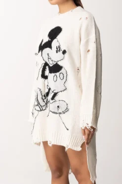 Aniye By Mini Abito In Maglia Destroyed Stampa MickeyMILK