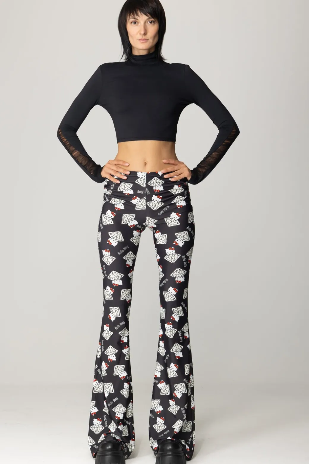 Aniye By Pantaloni a Zampa Stampa Diamond KittyDIAMOND KITTY