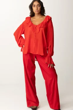 Aniye By Pantaloni Wide-leg In Fresco Lana DandyRED HOT