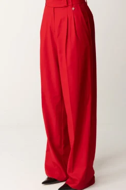Aniye By Pantaloni Wide-leg In Fresco Lana DandyRED HOT