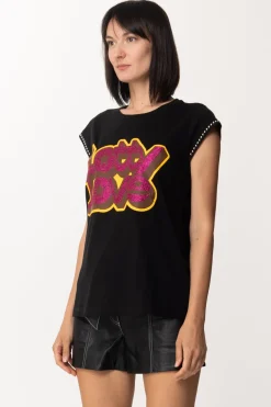 Aniye By T-shirt Stampata Lotty con BorchietteNERO