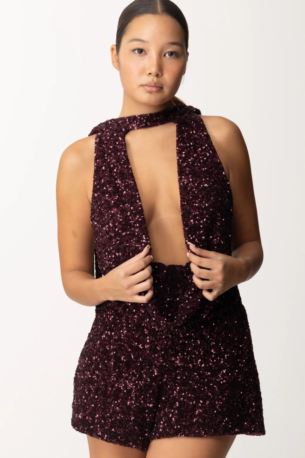 Aniye By Tuta Corta Full PaillettesROUGE NOIR