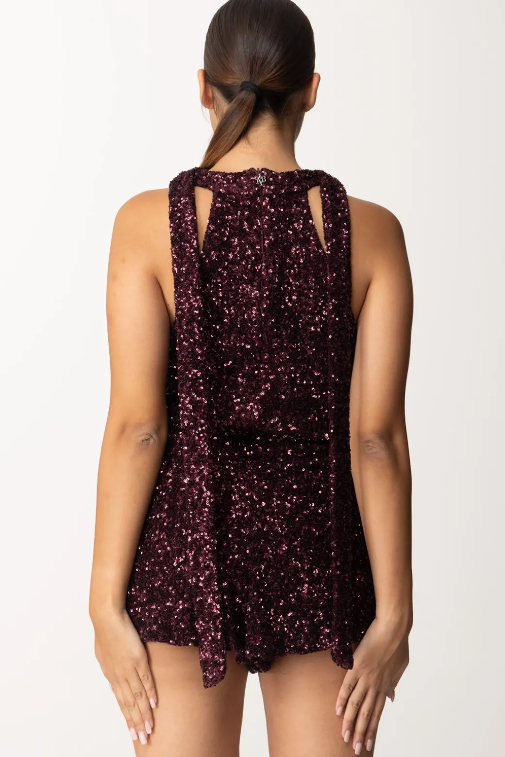 Aniye By Tuta Corta Full PaillettesROUGE NOIR