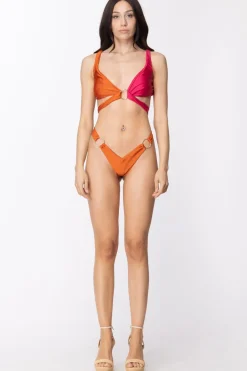 Ardoel Bikini Bicolore con Intrecci e Anelli AidaARANCIO/FUCSIA
