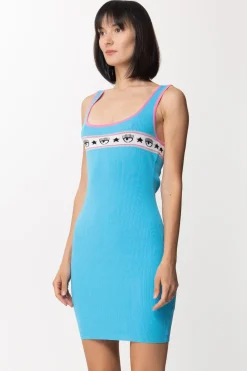 Chiara Ferragni Mini Abito a Costine Stampa LogomaniaAQUARIUS